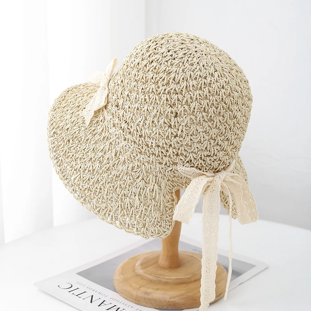 قبعة دلو نسائية قبعات الربيع والصيف للنساء مع القوس في الهواء الطلق قبعة الشمس الإناث شاطئ البحر عطلة قبعة الشمس قابلة للطي