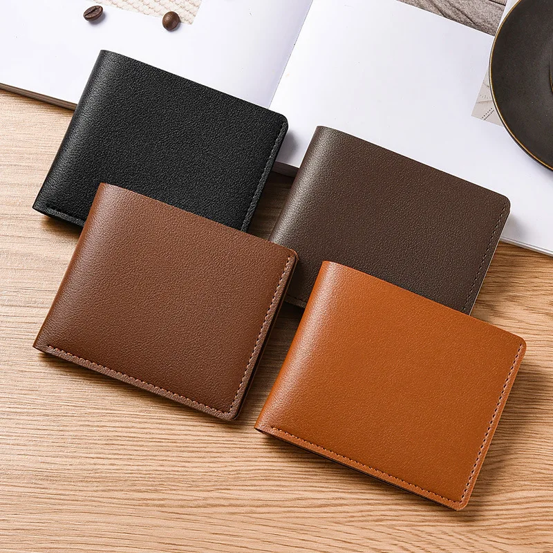 New PU Leather Clutch Small Bifold Wallet for Men Short Simple Purse Ultra Thin Credit Card Bag Coin Purse with Card Holder