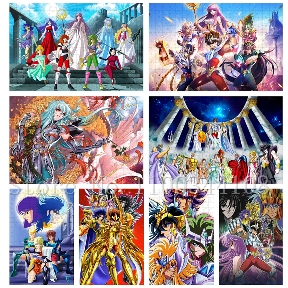 Saint Seiya Anime Jigsaw Puzzles 300/500/1000 Pieces Animation Characters Wooden Puzzles for Adults Stress Relief Toy