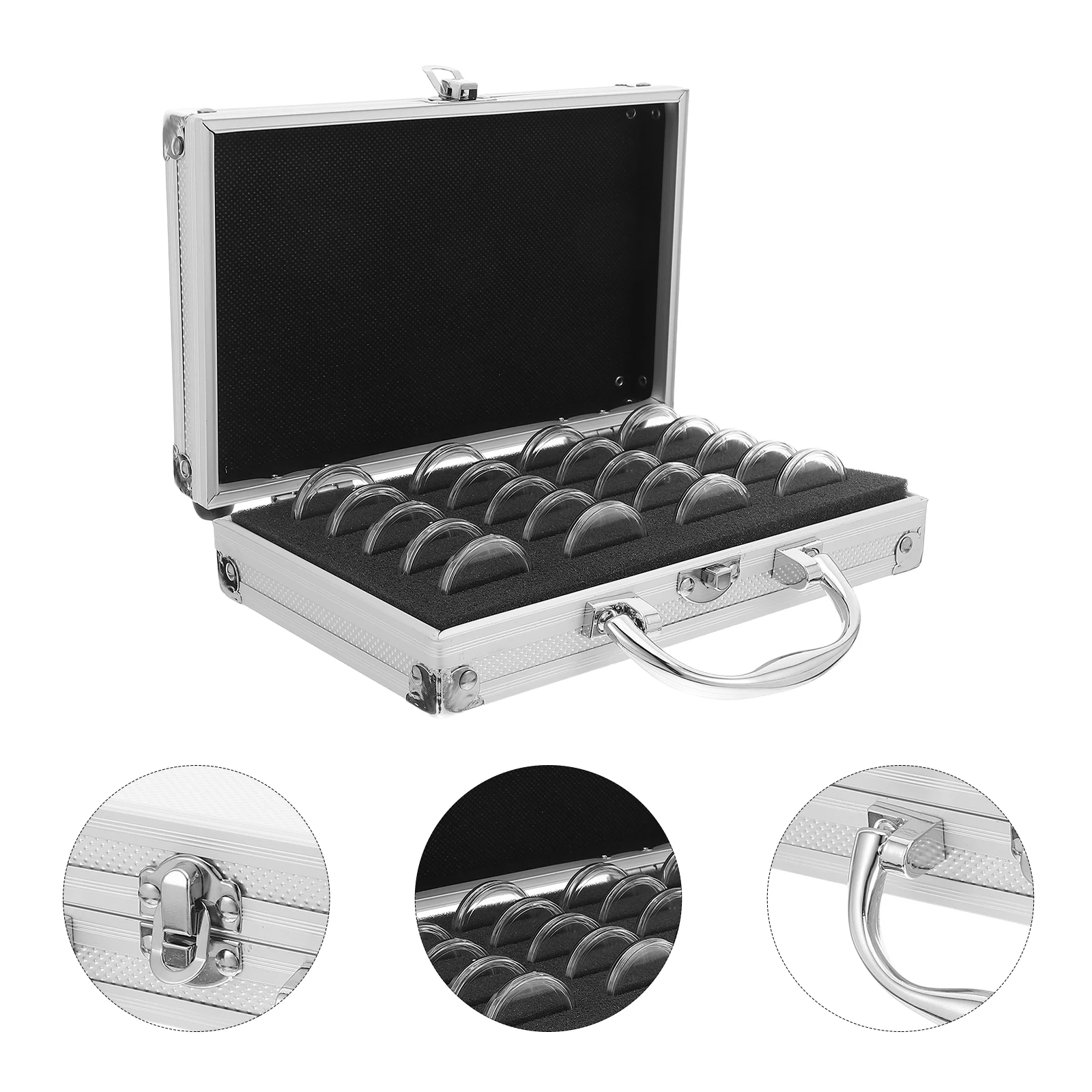 

Coin Collector Box Portable Metal Coin Collection Case Transparent Display Organizer Storage Holder for Medals Badges