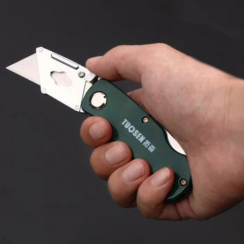 Edelstahl-Allzweckmesser, Stahl, zusammenklappbar, Holzbearbeitung, Outdoor, Camping, multifunktional, Hartstahl, Tapetenschneiden mit 5 Klingen