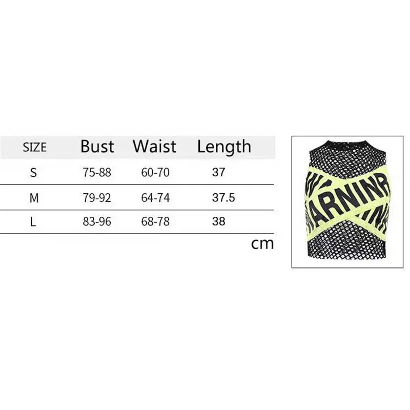 Summer Outfit Mesh Hole Hollow Top Street Y2K Fashion Letter Contrast Color Spice Girl Vest for Women