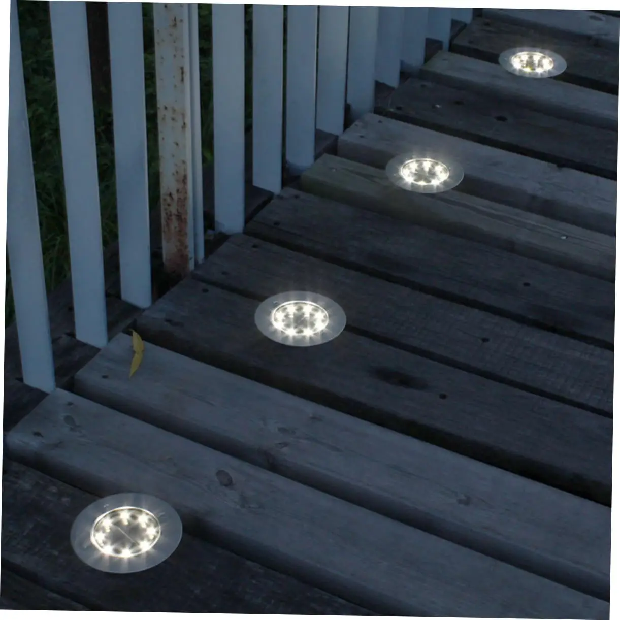 Outdoor In-Ground Light Solar Powered Garden Lamp Outdoor Solar Underground Landscape Light 4 Pack 8 leds for Pathway Yard Patio