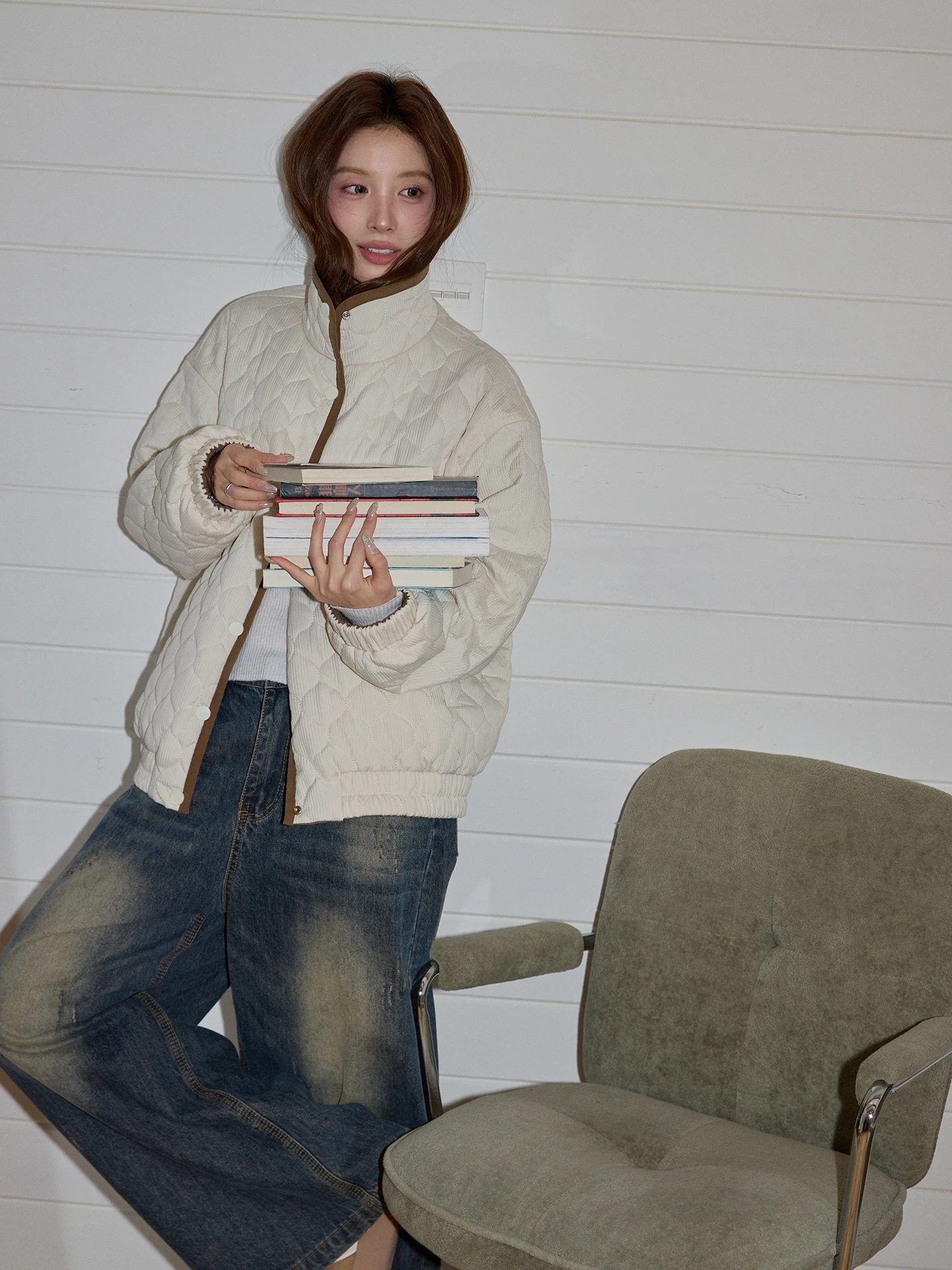 

Chaocha Home Korean Sle Thiened Warm Cotton Jaet Women's Loose Casual High-End Feeling Two-Way Coat Spring 2025