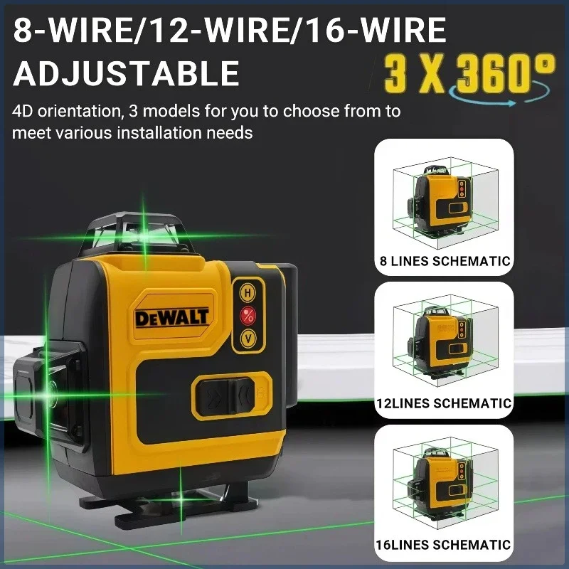 

Dewalt Laser Level 360 Green 16 Lines 4D Self Leveling 360 Horizontal Vertical Super Powerful Beam construction Tools