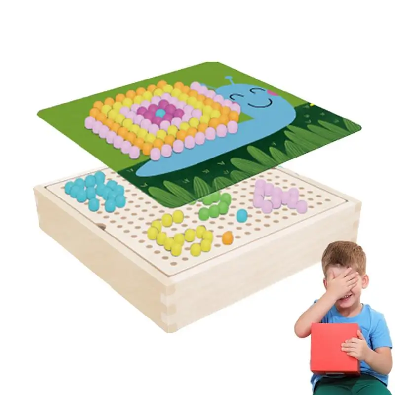 

Mushroom Nails Toy 240pcs Nails Pegs For Pegboard Kids 3 Years Old Wooden Mushroom Nails Pegboard With Storage Box Children