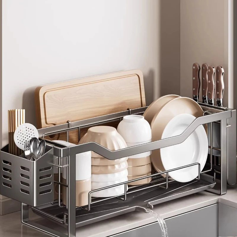 

304 Stainless Steel Dish and Chopstick Cabinet Multi-functional Countertop Storage Knife Holder