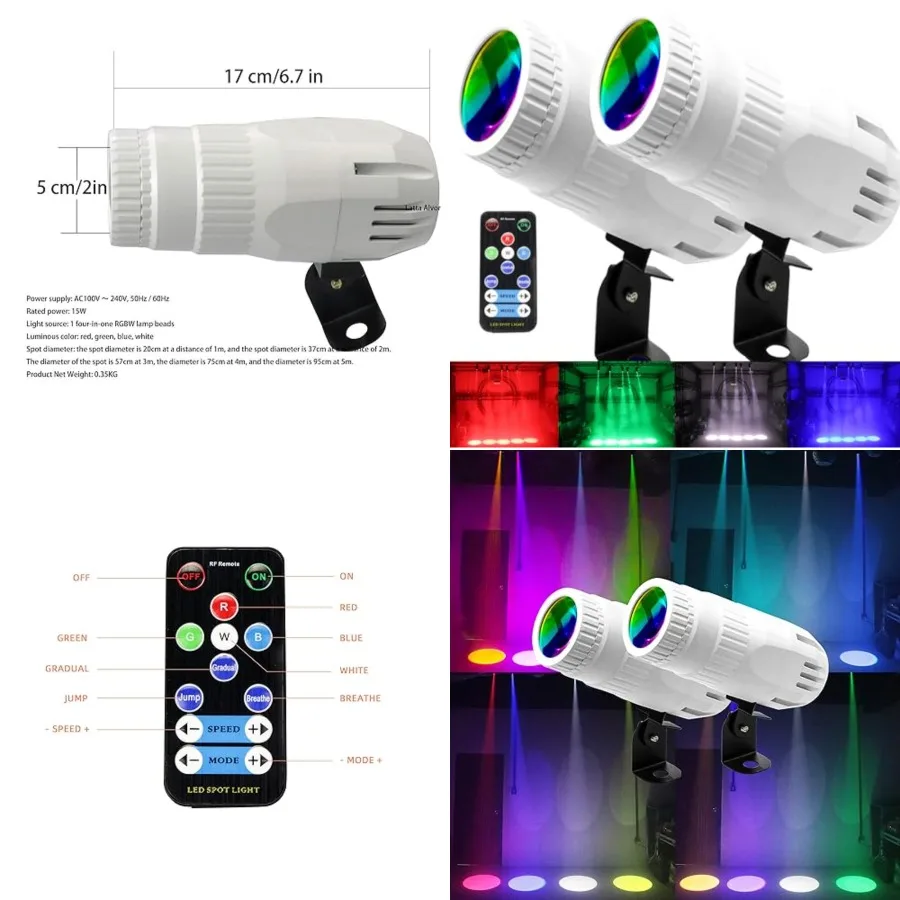 

4 in 1 Small Spotlight Mini RGBW LED Beam Spot Lights Stage Effect Lighting LED Beam Pinspot Light for Mirror Ball Club Party B