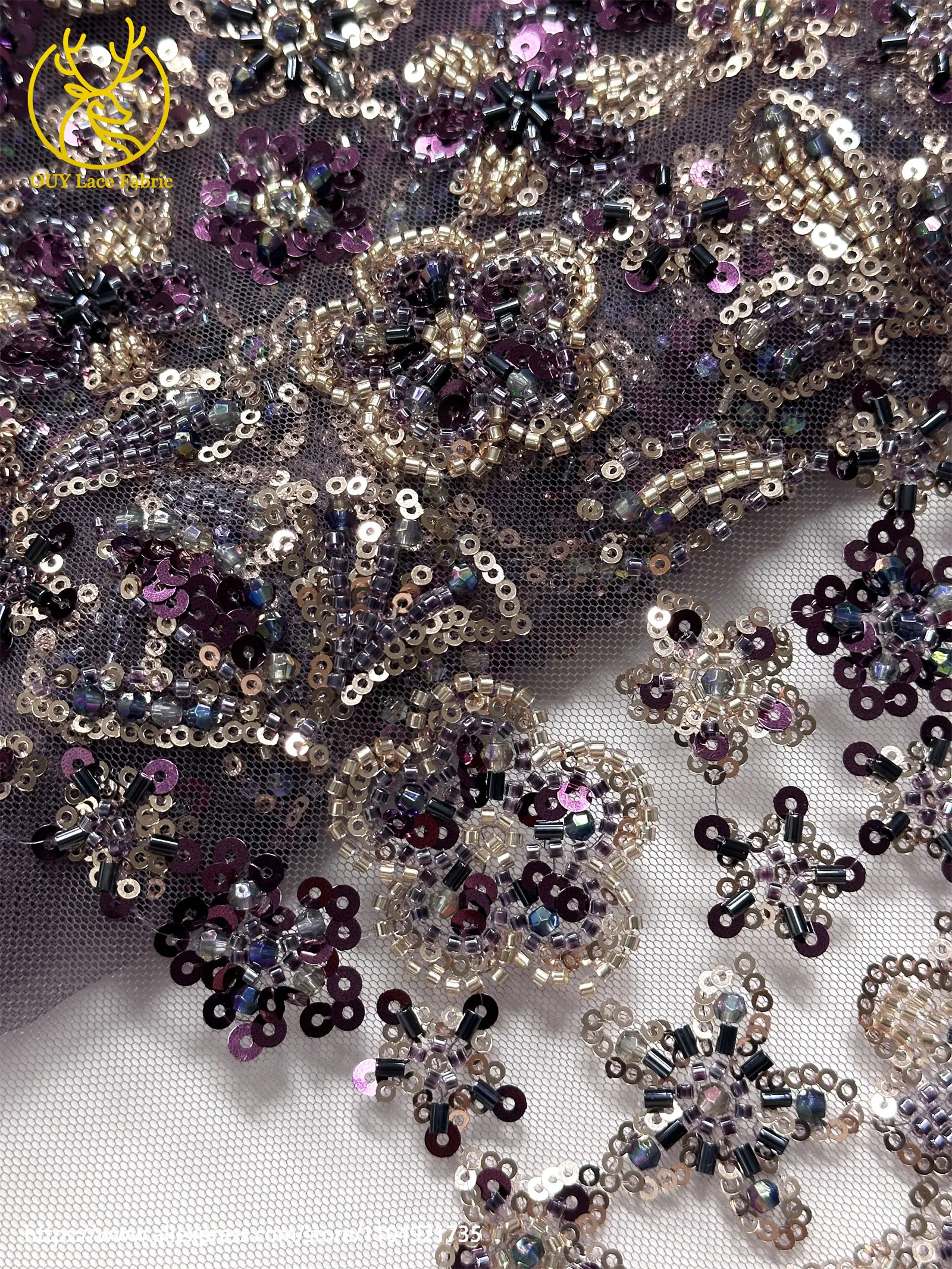 2026 Eleganter französischer Mesh-Spitzenstoff mit Perlen, hochwertiger afrikanischer nigerianischer Pailletten-Tüll-Spitzenstoff für Hochzeitskleider zum Nähen – Detail 24