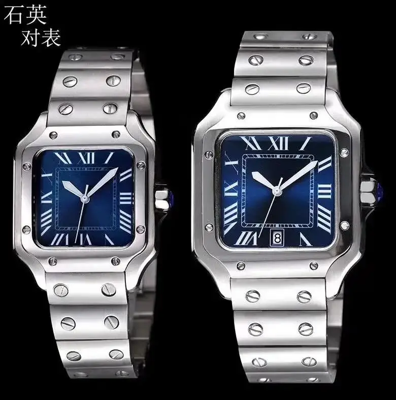 Новые роскошные мужские и женские кварцевые часы из нержавеющей стали 904L, серебристый, золотой, белый, римский циферблат, высокое качество, белое, синее сапфировое стекло