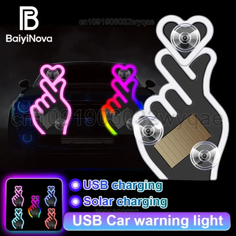

Светодиодный предупреждающий светильник, декоративная беспроводная солнечная подсветка для автомобиля, атмосферная подсветка для заднего стекла автомобиля в форме треугольника