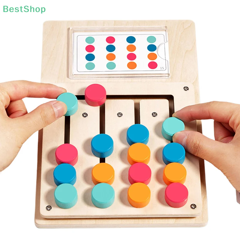 ★★★Wooden Early Education Board Game Four-color Positioning Puzzle Logical Thinking,Learning Game Board For Kids