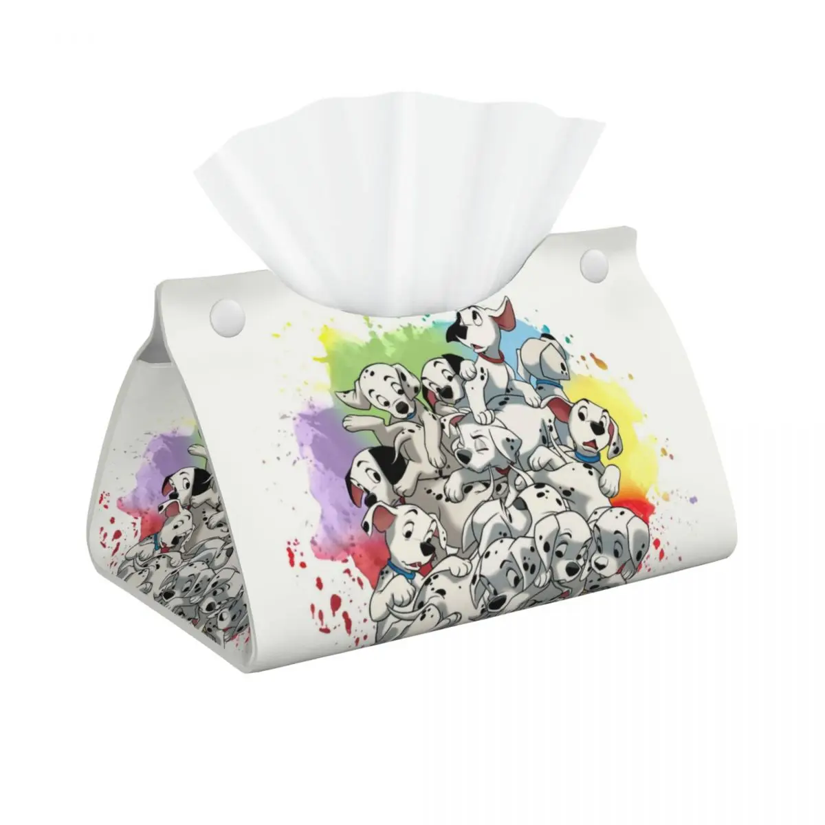 Custom Funny Dalmatian Puppies Tissue Box Cover Rectangular PU Leather Pet Dog Facial Tissues Holder for Office