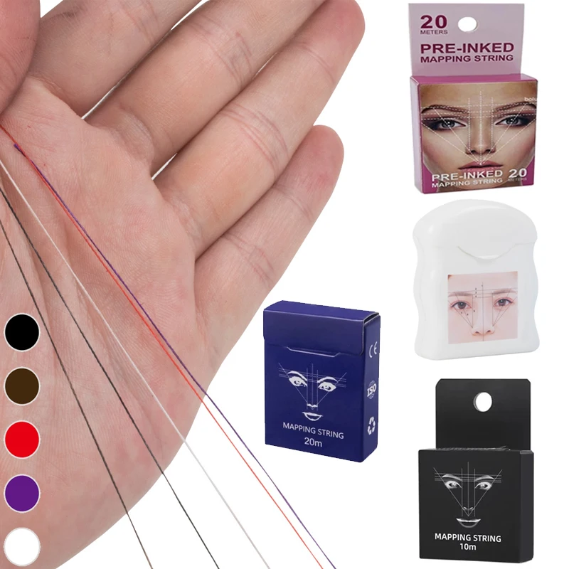 

Microblading Mapping String Permanent Makeup Pre-Inked Eyebrow Marker Thread Brow Positioning PMU Supply White/Black/Blue/Red