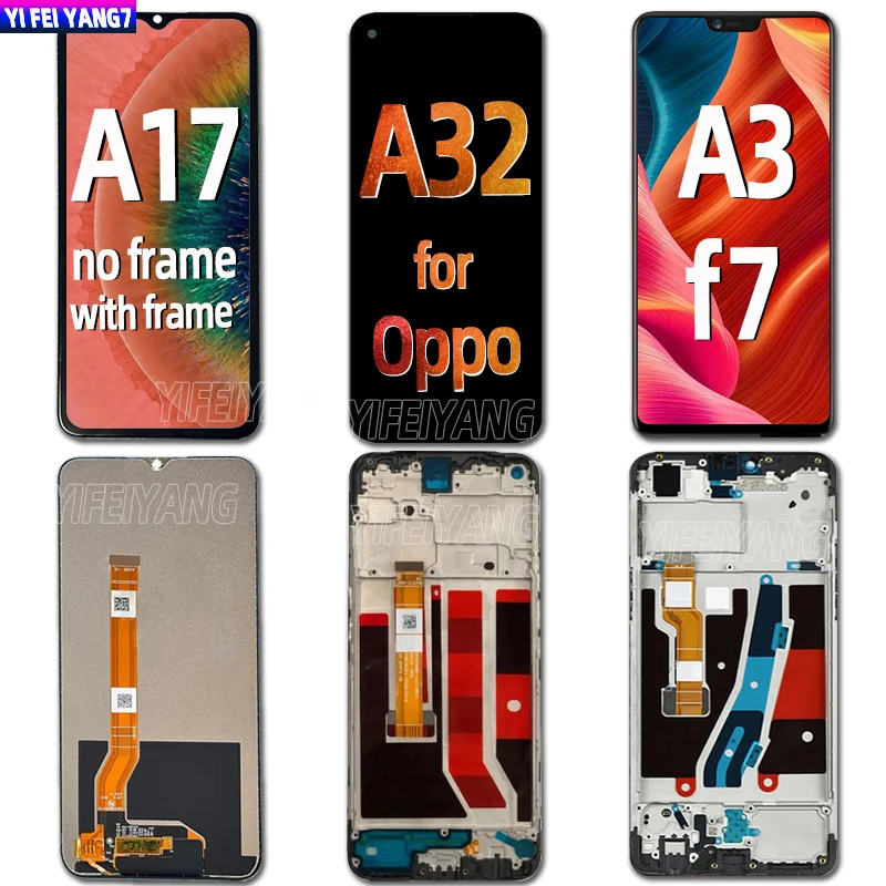 100% Tested AA Quality For Oppo A17 A32  A3 / F7 LCD LCD Display Touch Screen With Frame Digitizer Assembly