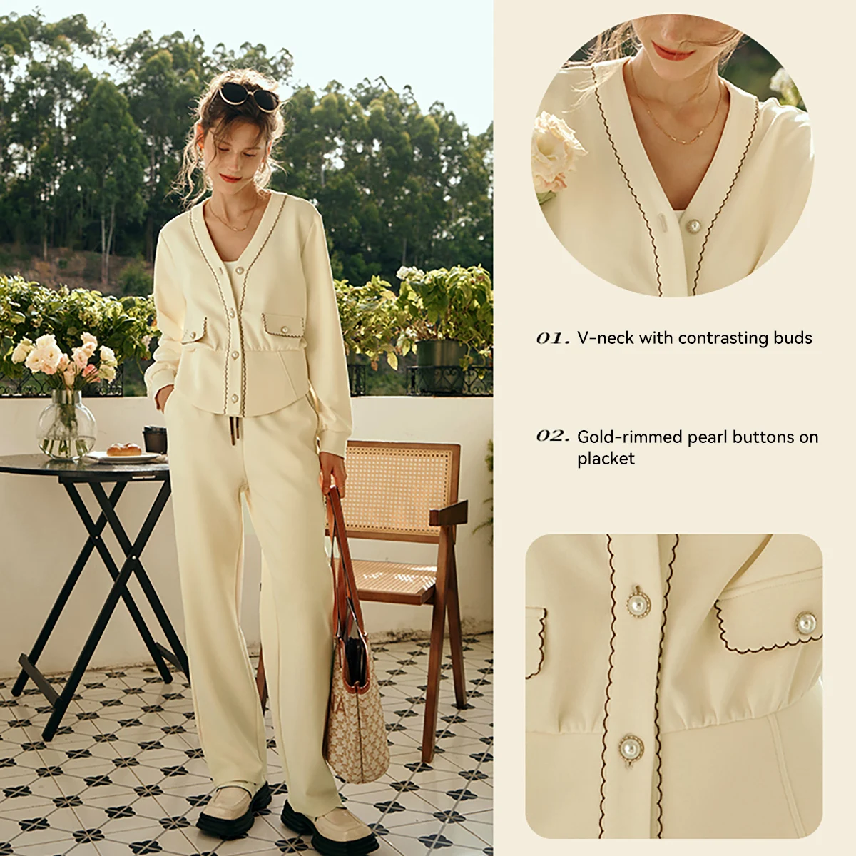 OLrain Korean Style Knit Sweatshirts Coat 2025 Spring Cotton Spliced Chic Button Puff Sleeve Elegant Loose Cardigan G23QW85602