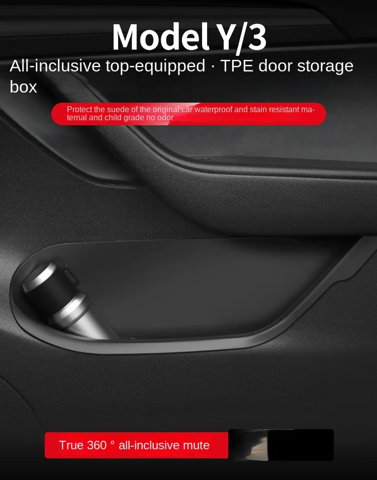 

For Tesla MODEL3/Y Car Door Slot Storage Box Huanxin 3 All-Inclusive Suede Protection Bean Ya Accessories