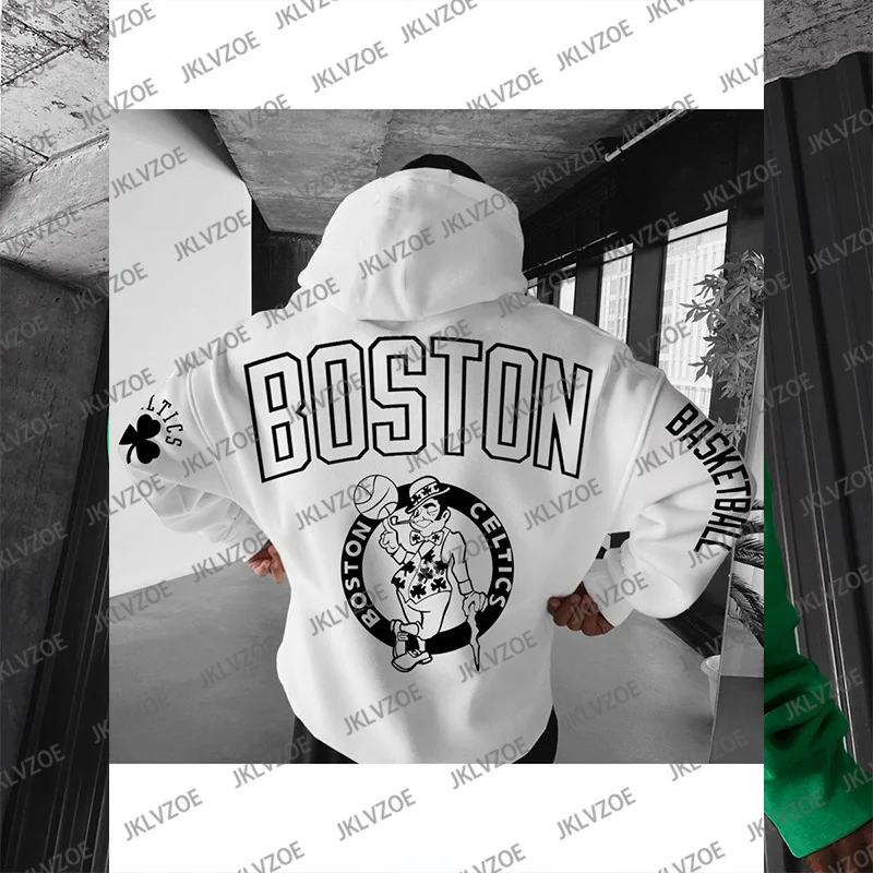 Boston Basketball Hoodie Autumn Unisex Hoodie Graphic Vintage Women Men Winter Fleece Street Hoodie Hip Hop Pullover 3D Hoodie