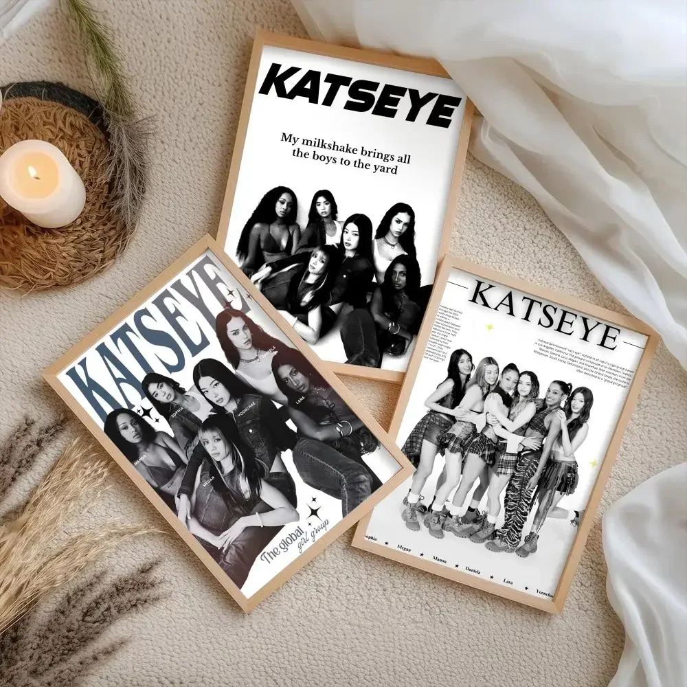 K-KATSEYE KPOP Poster Stickers Self-Adhesive Painting Mural Decor Wall Decals for Bedroom Living Room Home HD Gift