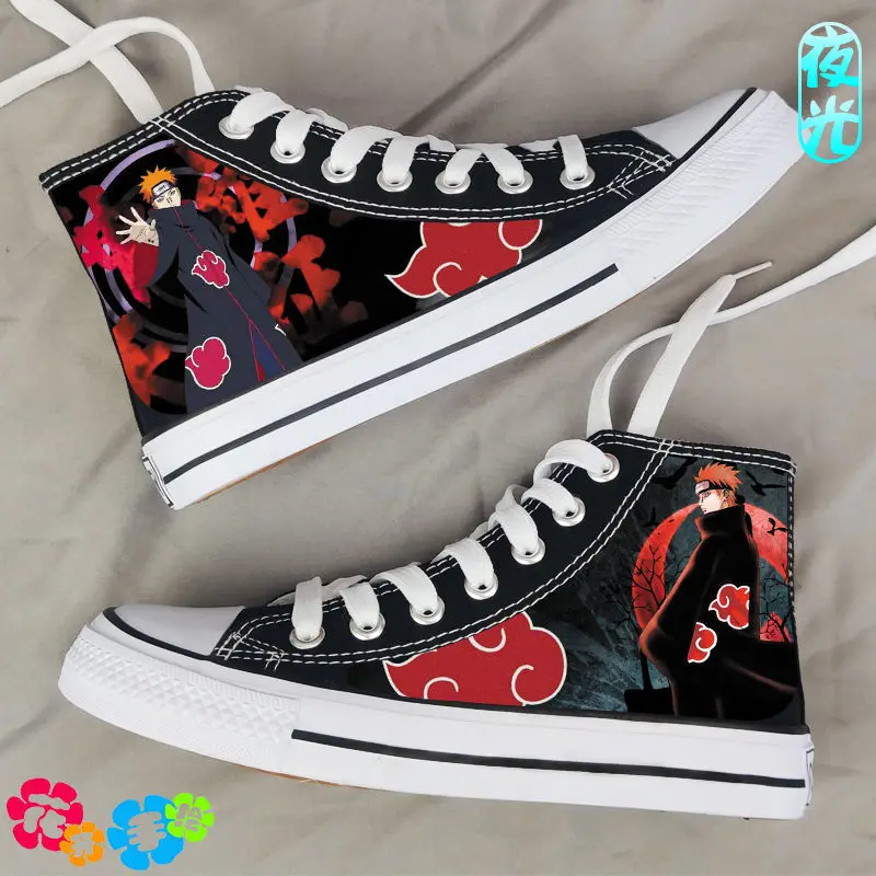 

NEW Anime Naruto Noctilucent Canvas Sneakers Casual Shoes Unisex Cartoon Kakashi Sasuke Printing Comfortable Flat Shoes Gift