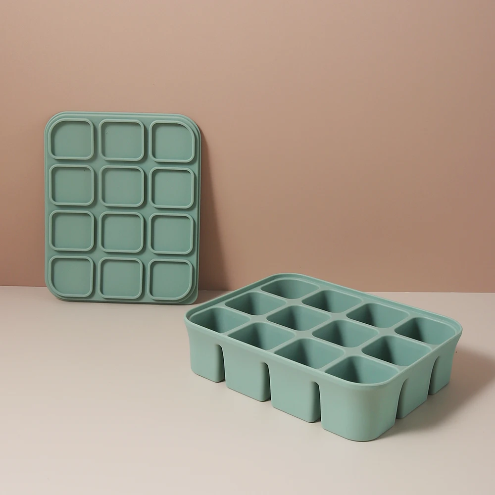 12 Grid Food-Grade Silicone Baby Food Freezer Tray - Easy Pop Out Ice Cube Mold for Infant Puree & Snacks