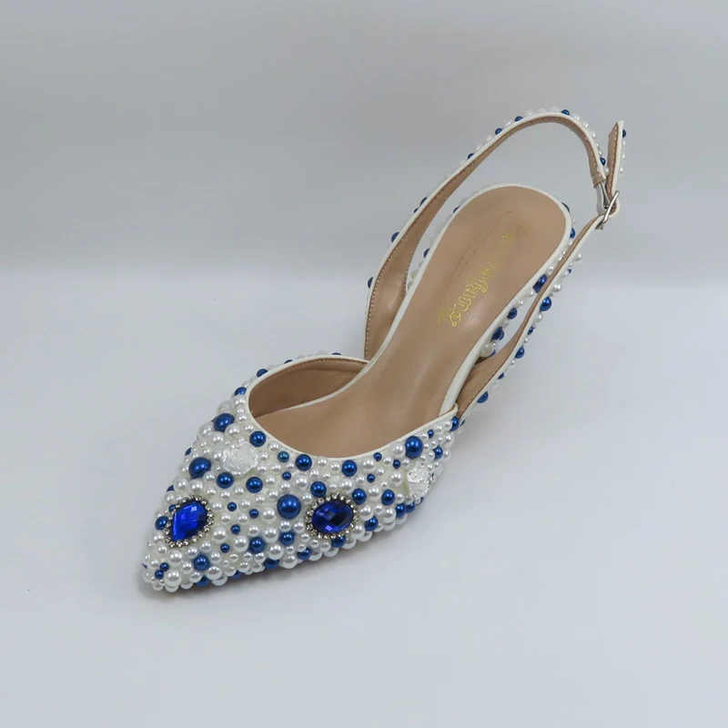 2024 nuovo arrivo Blue Pearl spike scarpe da festa femminili e borsa scarpe da sposa donna moda tacco sottile pompe alte poco profonde