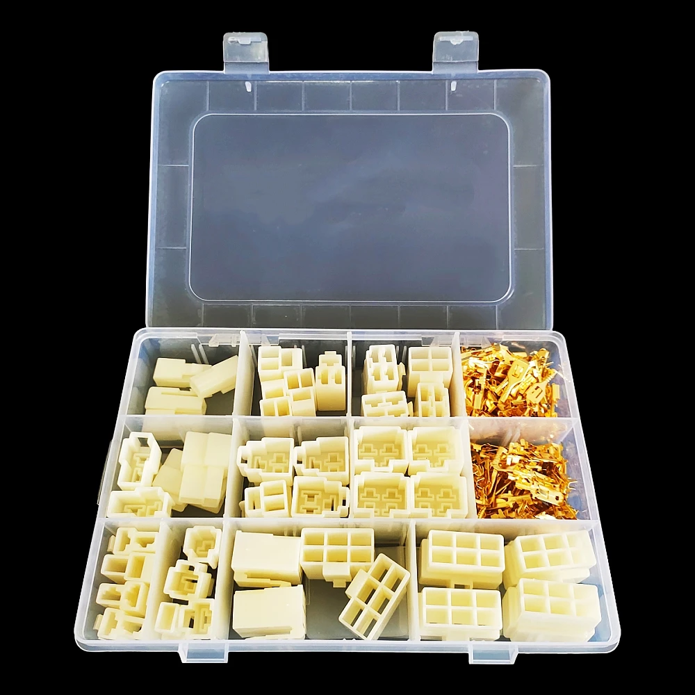6.3mm 1/2/3/4/6Pin Automotive Quick‑Disconnect Connector Kit with Male & Female Housings and Brass Crimp Terminals