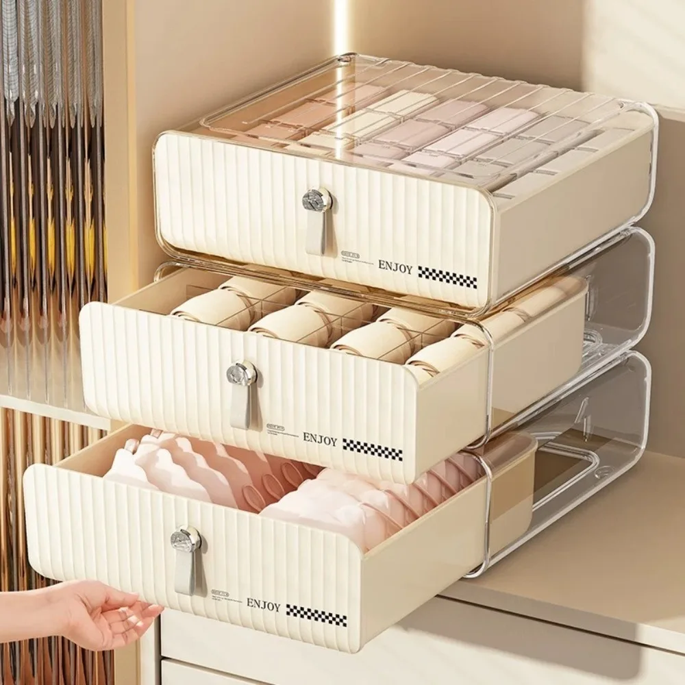 

Dustproof Stackable Drawer Storage Box with Divider 16 Grids Underwear Sorting Organizer Plastic Desktop Storage Box Household