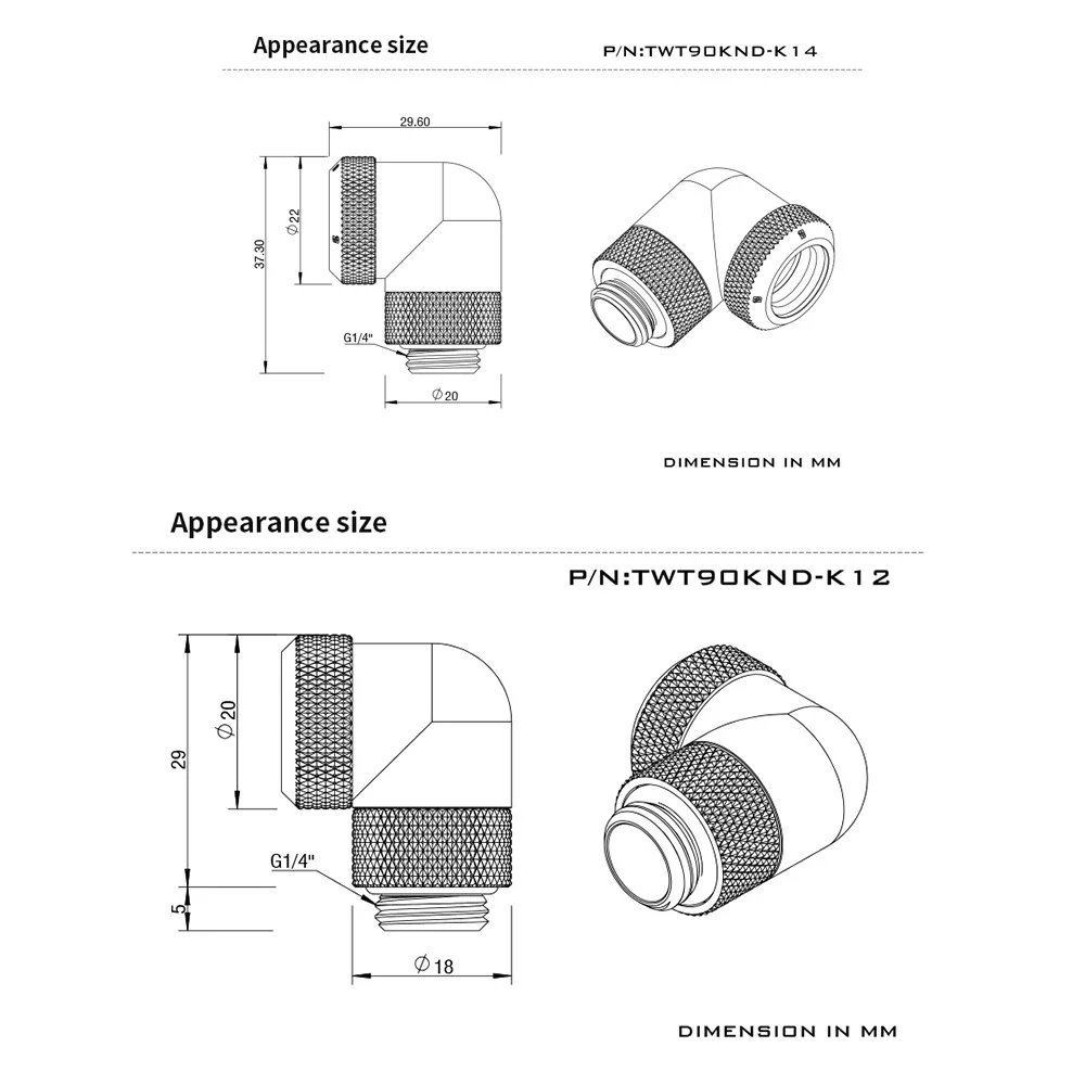 Imagem -06 - Carrinho de Mão Tubo Rígido 90 Graus Giratório Encaixe g1 Adaptador Rotativo para Od12 mm Od14 mm Tubo Duro Twt90knd-k12