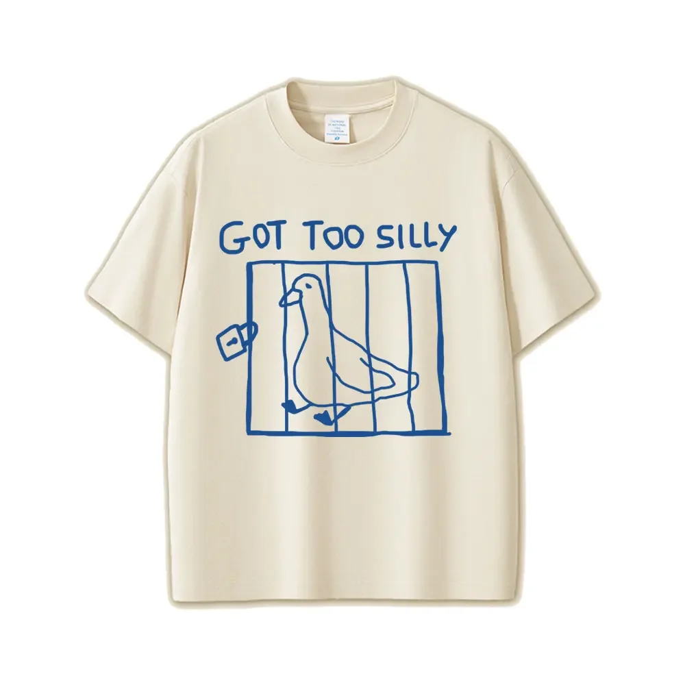 Camiseta con gráfico de meme divertido de Goose Too Silly para mujer, camisetas informales Vintage de manga corta para mujer, ropa de calle para mujer