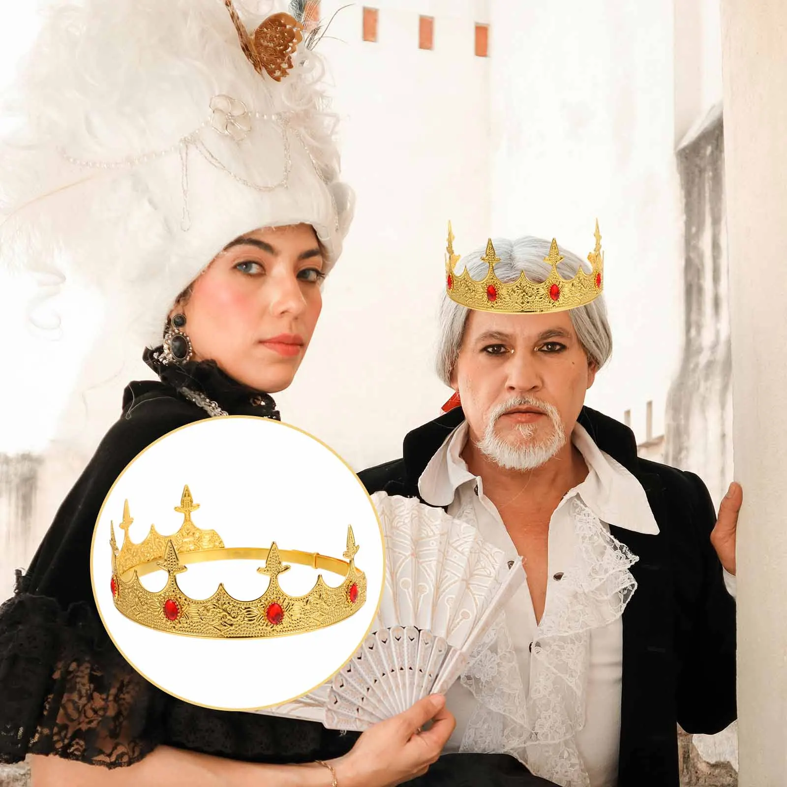 أغطية رأس على شكل تاج معدني عتيق للرجال والأولاد، دعائم أزياء الملك، زينة حفلات أعياد الميلاد، إكسسوارات الحفلة الراقصة، قبعة تيارا الملكية في العصور الوسطى