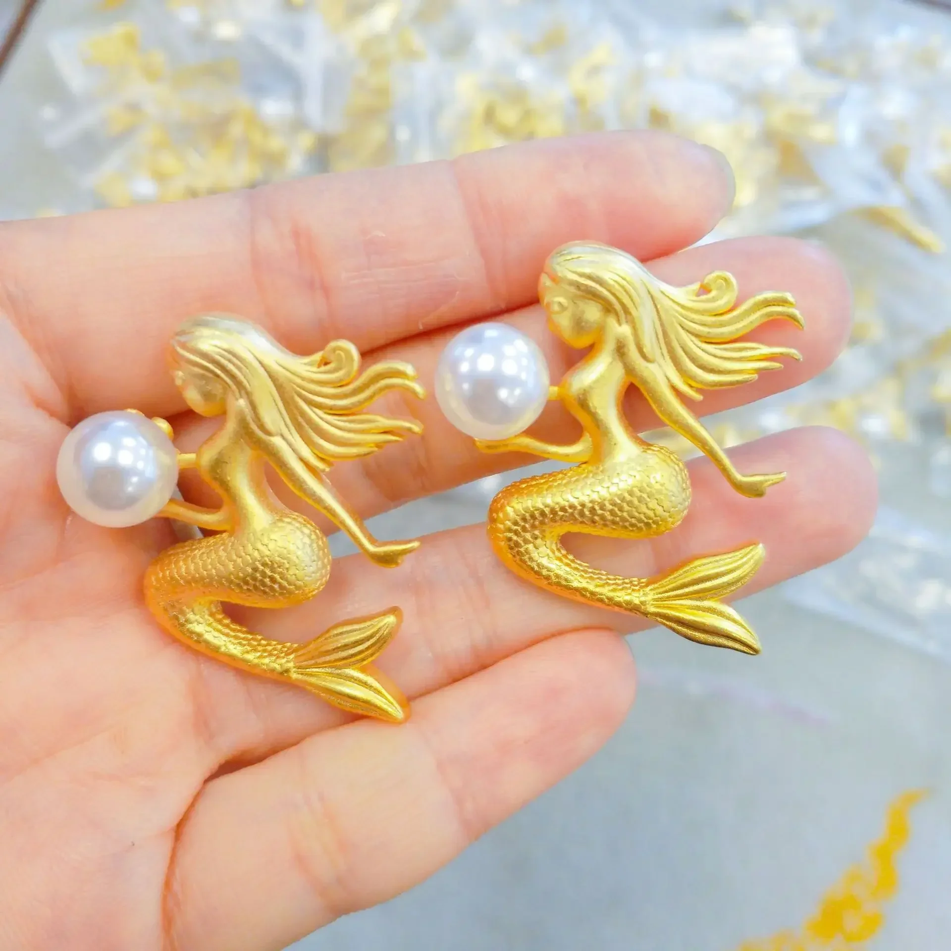 2024 Women's Trends 24k Pearl Mermaid Pendant Gold 999 Necklace AU750 Joyria Women Pod Viscadia de la Madre