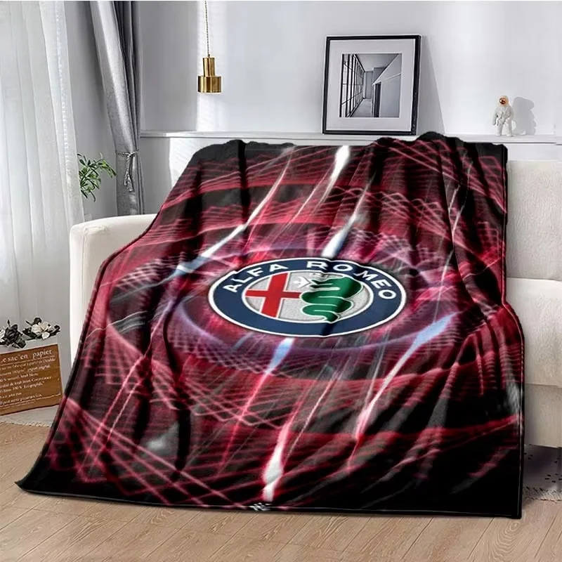 Cobertor com logotipo impresso de alta definição a-Alfa Romeo-o, fofo, confortável e quente para casa, sofá-cama, escritório, viagens, cobertores de acampamento