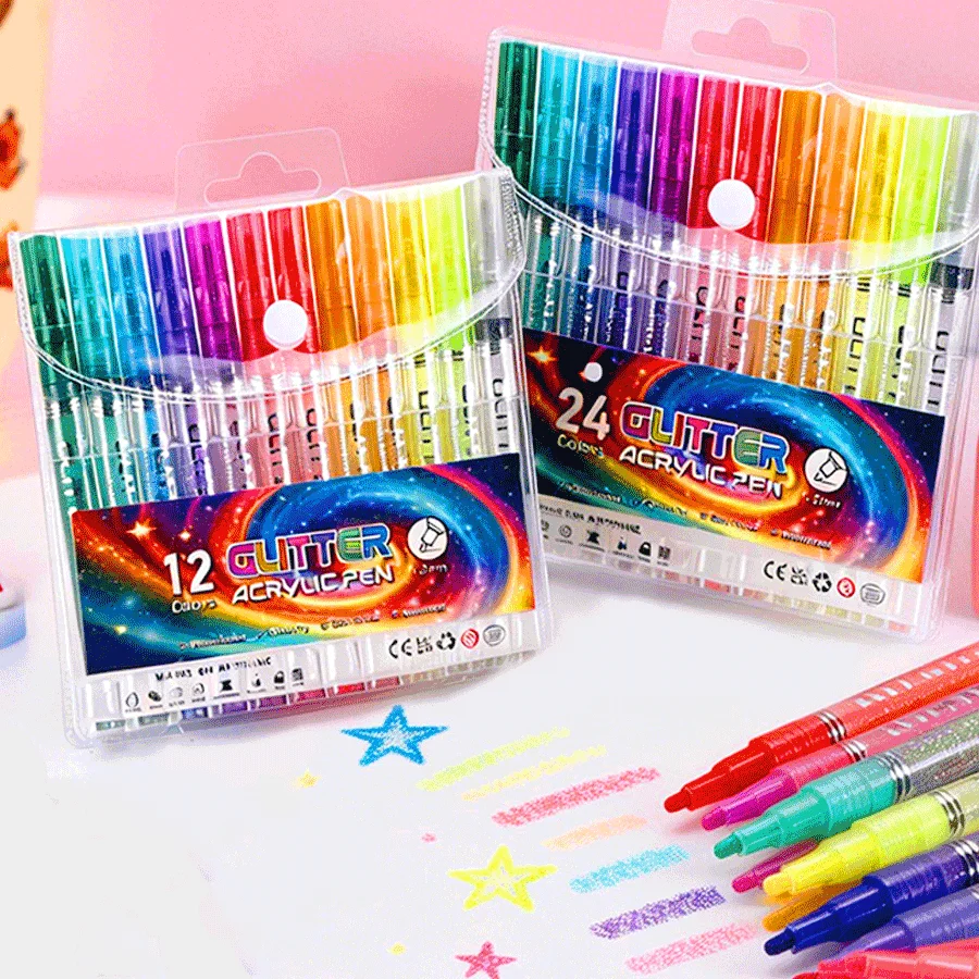 12-24 Color Marker Pen Tip Art Supplies Painting Brush Pen Color Set Suitable for Gift Pens, Pencils, Writing, Office and School Use view 5