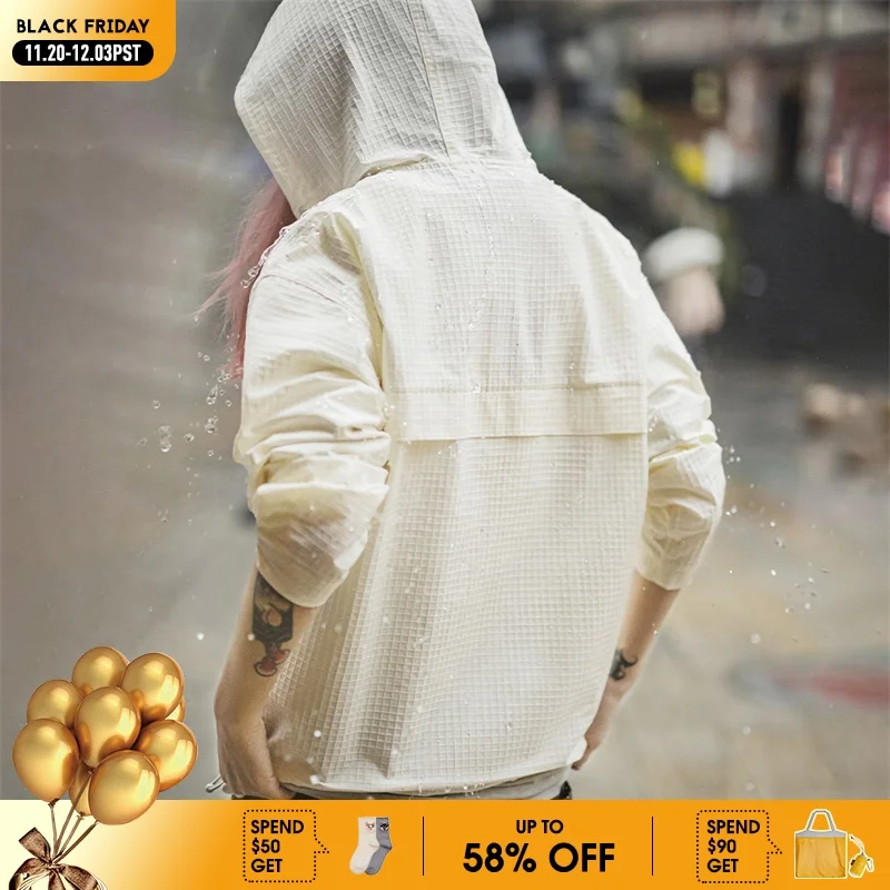 

Maden уличная белая толстовка с капюшоном на молнии, женский весенне-осенний вафельный пуловер с капюшоном, свободная повседневная спортивная толстовка с длинными рукавами