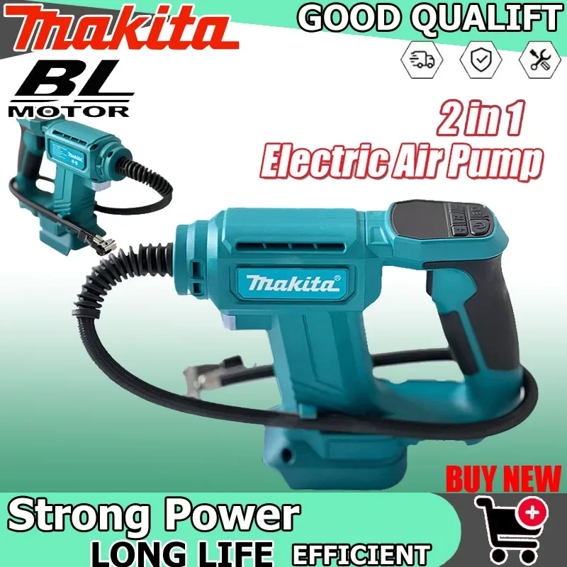 

Makita 2 in 1 Cordless Electric Air Pump Rechargeable Automatic Car Tire Inflator Portable Home For 18V Battery Power Tools