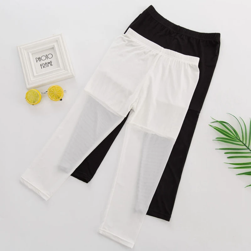 Frauen Sicherheitshosen Sommer Mesh Stretch Leggings Sport Fitness Dünne Hosen 3/4 Länge Leggings Capri Hosen Dünne Modale Hosen