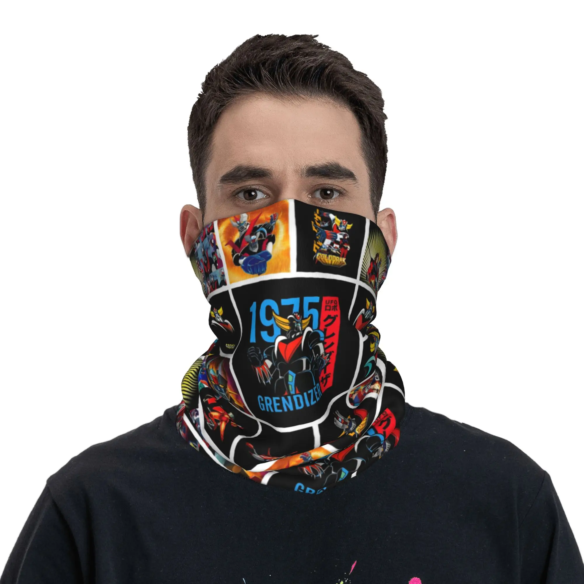 

Goldorak Grendizer Goldrake UFO Robot Bandana Neck Gaiter Windproof Face Scarf Cover Mechanical Warrior Headband Tube Balaclava