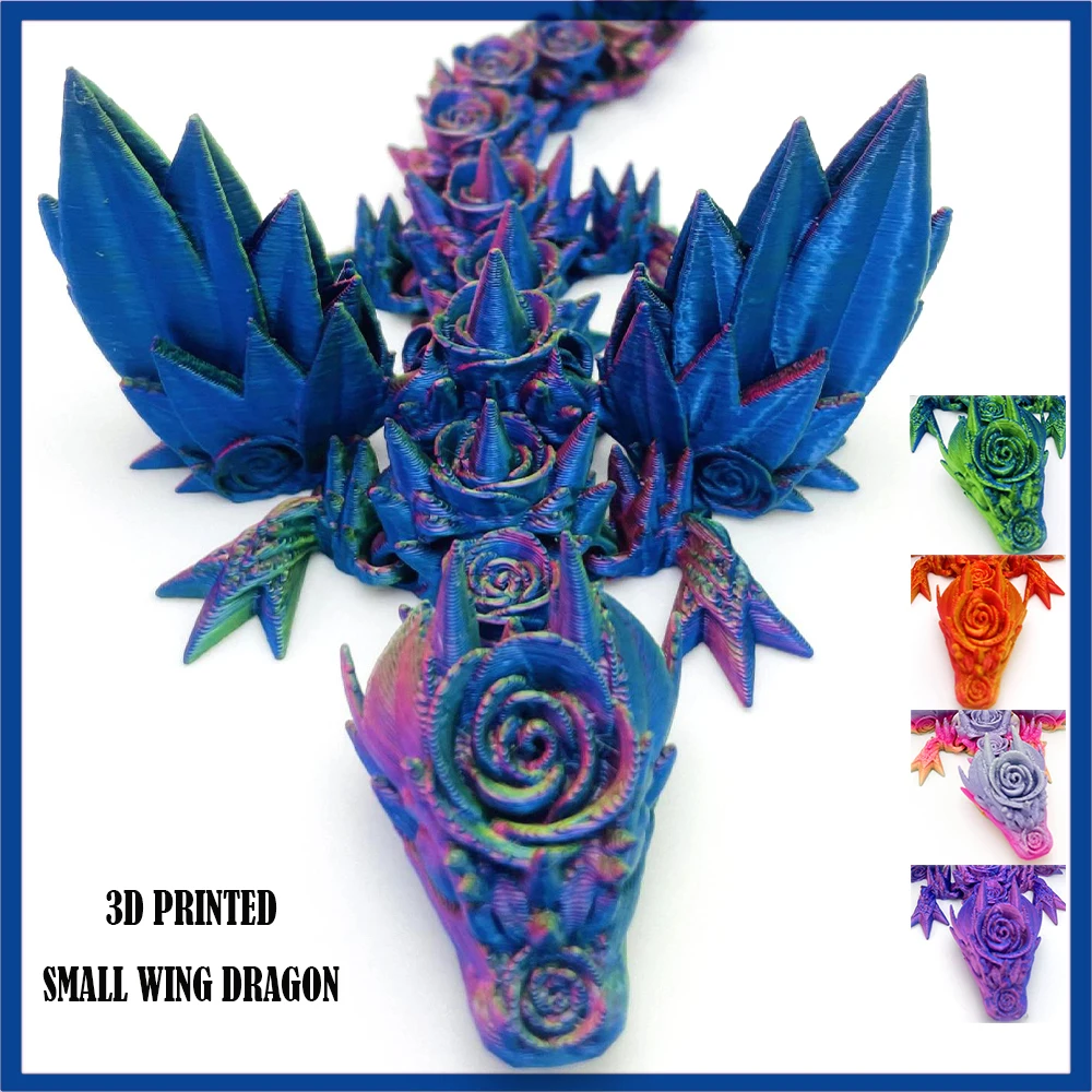 3D Printed Small Wing Dragon Multi-joint Model Toys Ornament Realistic Animal Figures Decorations Relieving Desktop Novelty Toy