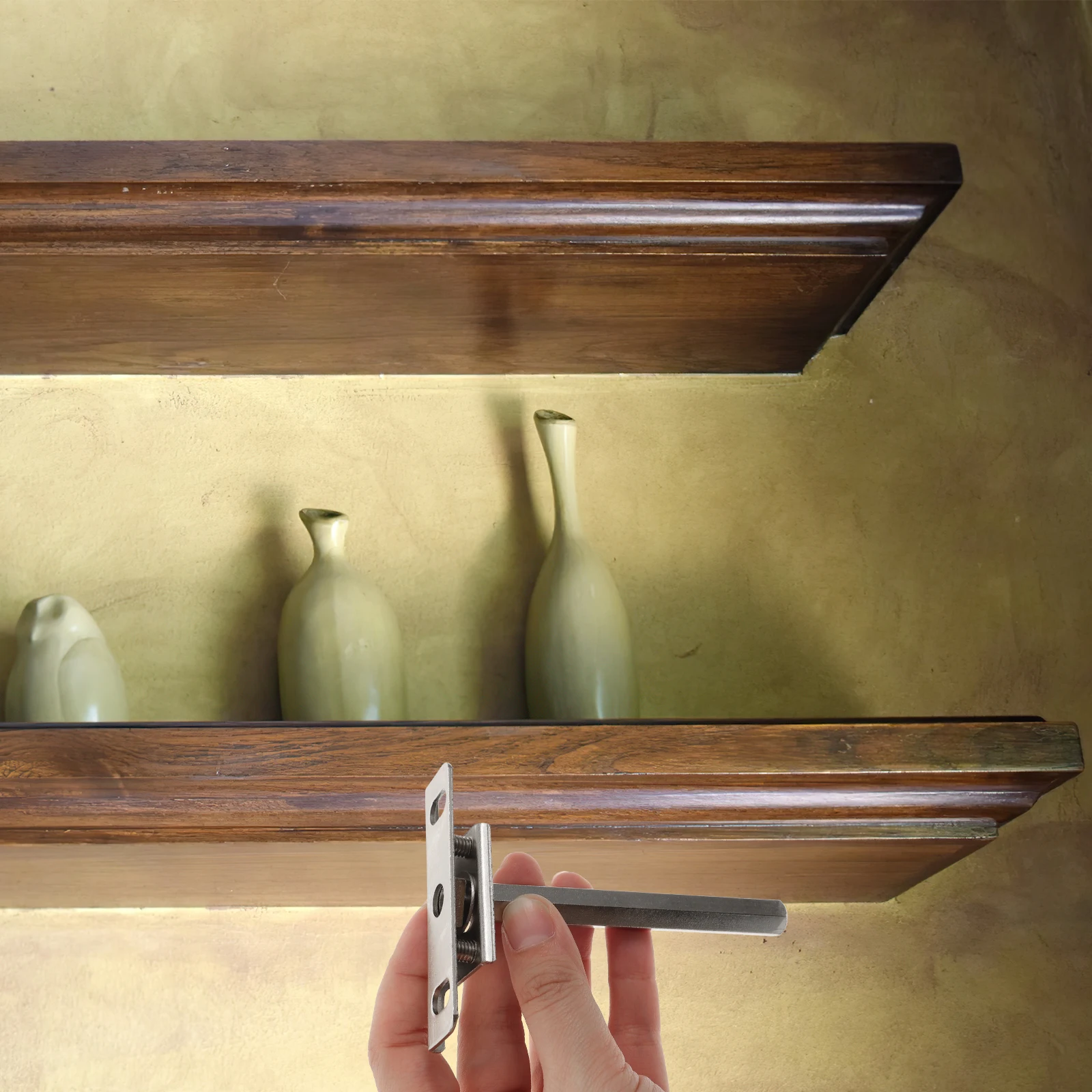

4 Pcs Rolled Steel Shelf Brackets Heavy Duty T Shaped Hidden Wall Mount Strong Load Bearing Sturdy for Kitchen