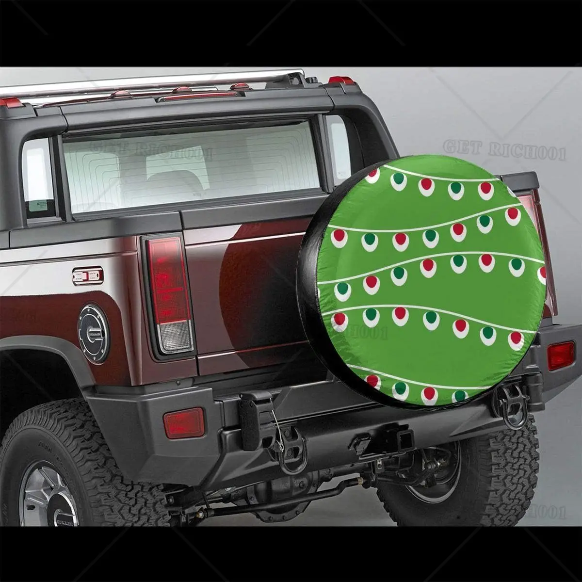 Tire Cover Green Cane Pattern Red Green Diagnal Stripes Merry Xmas Wheel Cover Fit ForTrailer RV SUV and Many Vehicle 14-17 Inch