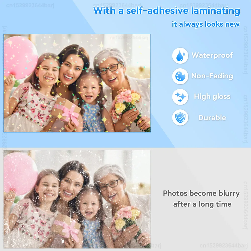 10Sheets A4 Self Adhesive Glitter Cold Laminating Flim Transparent Broken Glass Stars Overlay Laminating Foil to Protect Photo