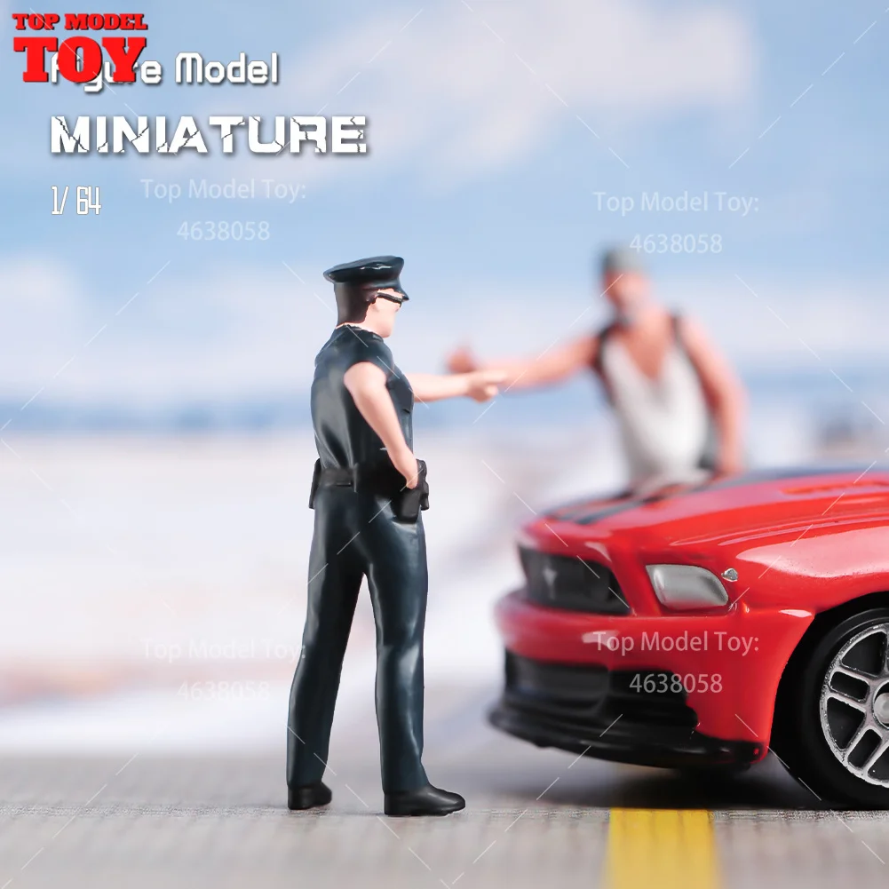 Bemalte Miniaturen im Maßstab 1:64, funktionierendes amerikanisches Polizei-Stopp-Auto, Onkel, männlich-weibliche Szene, Figurenmodell für Auto, Fahrzeuge, dekorieren