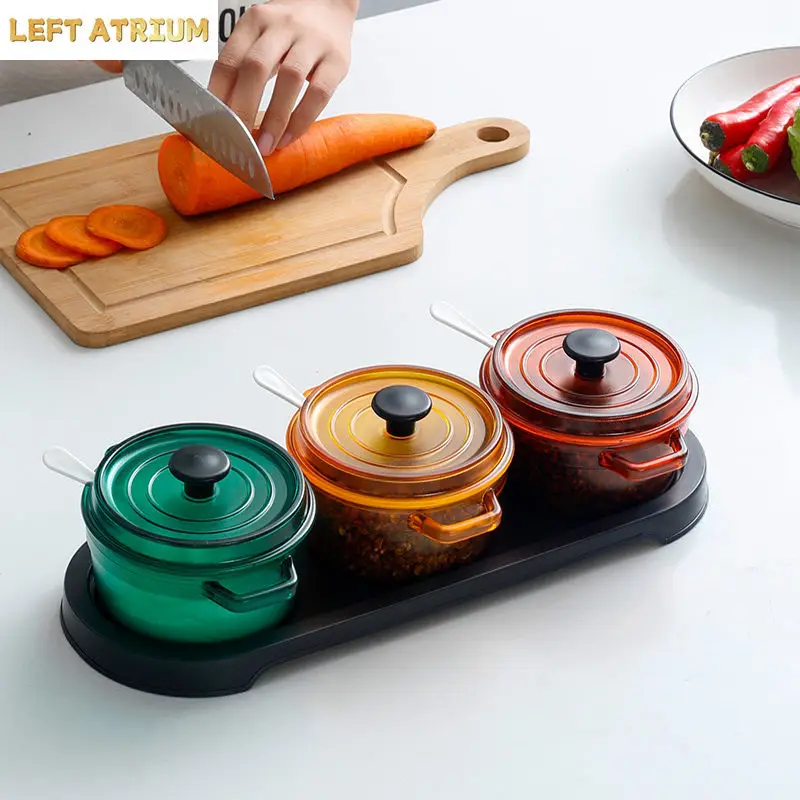 European Style Kitchen Spice Jar Color Plastic Spice Spice Sauce Box Vintage Salt Sugar Jar Food Storage Container Home Decor