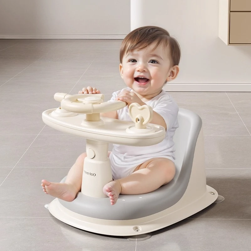 Baby Chair for Bath Baby Bath Tub Seat with Toy Steering Wheel Children Support Safety Protection Assistance for Home Travel