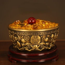 Fengshui Pure Copper Treasure Bowl Wealth Gathering Feng Shui Wealth Attraction Home Use Shen Wansan Living Room Decoration