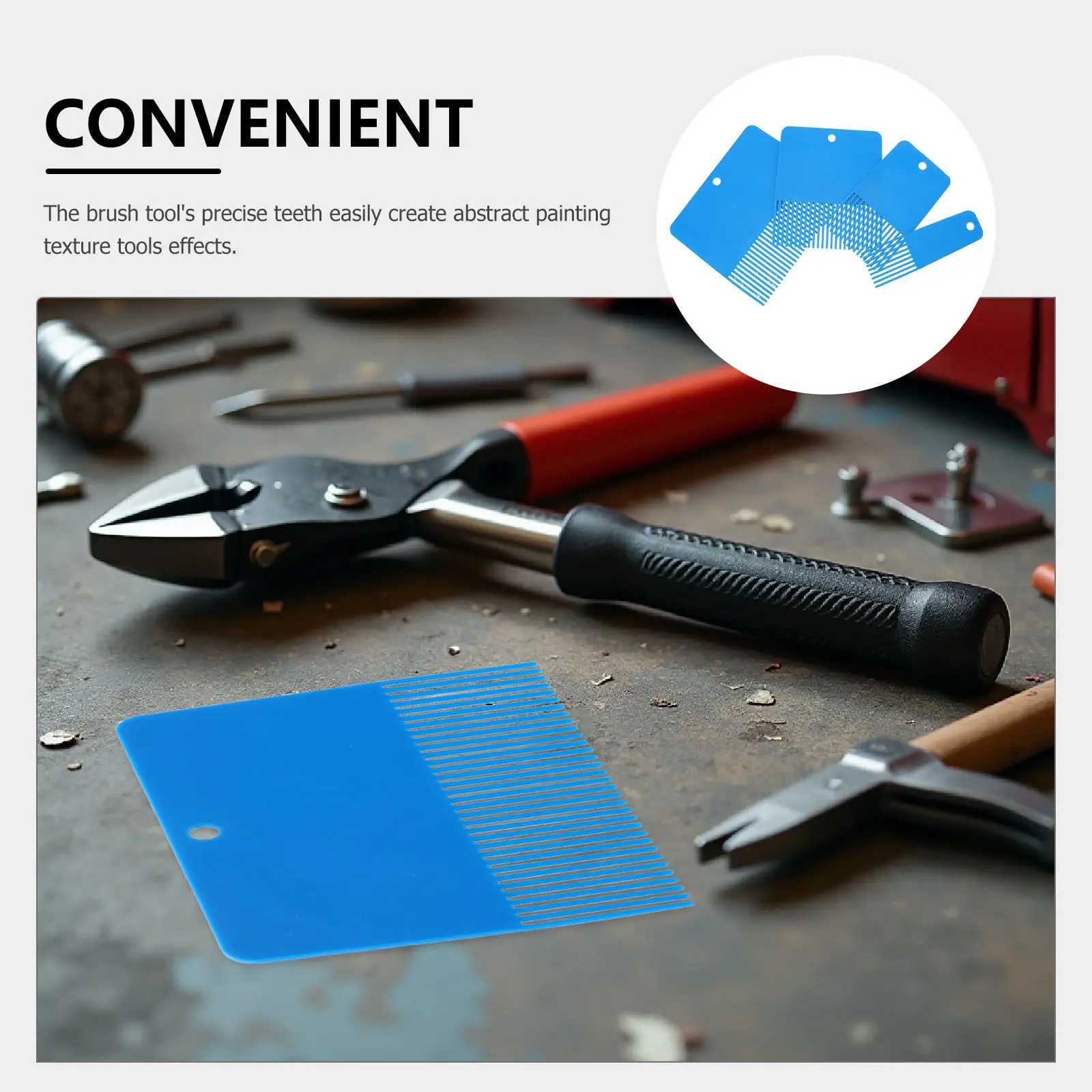 BETOOKY 4-Piece Textured Paint Brush & Comb Set – Create Linen, Graining & Concrete Finishes On Walls & Plaster – Blue, With Cleaning Tool