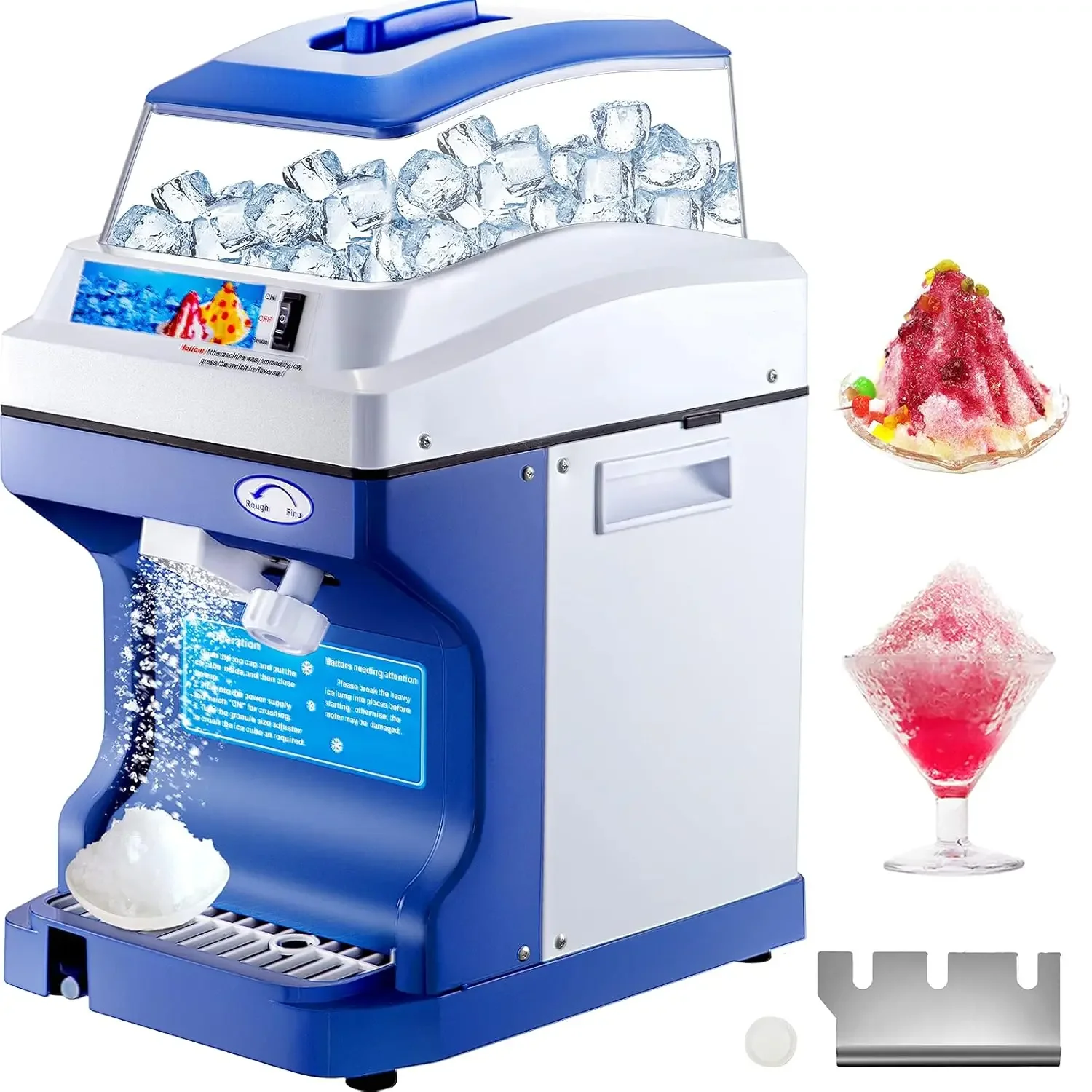 Broyeur à glace commercial, machine à cône de neige électrique 265LBS/H avec bac à glace artériel 4,4, machine à glace rasée brittop 650W pour Parti