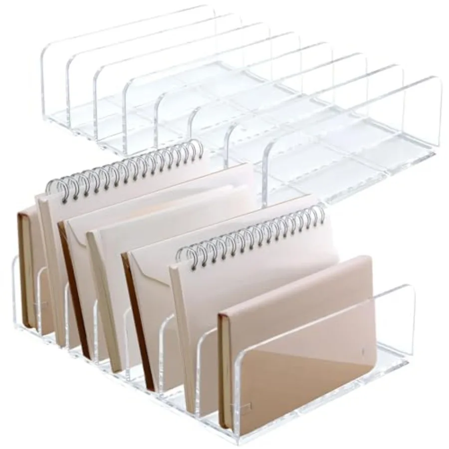 

Acrylic Mail Organizer - 2 Pcs CD Holder With 7 Compartments, 7 x 5 x 1.57 Countertop Envelope Organizer for Office, Home Desk
