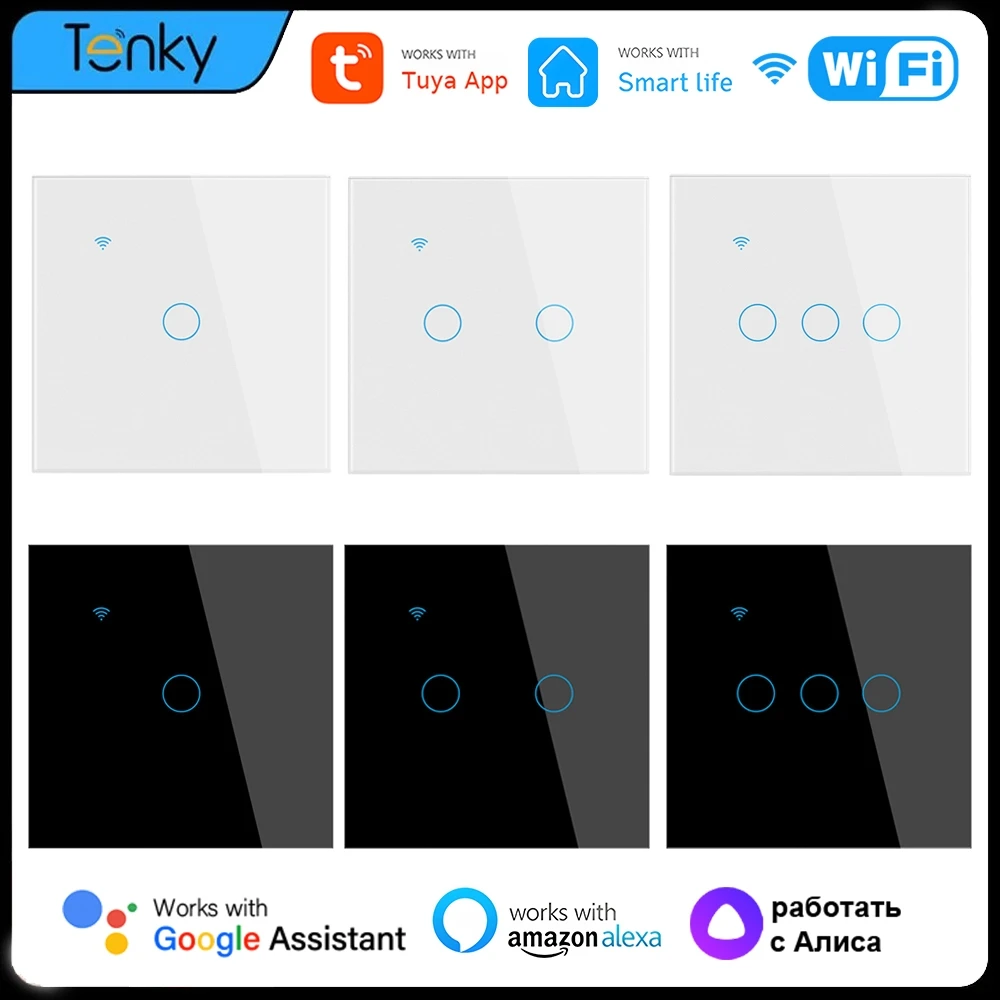 1/2/3/4 Gang TUYA WiFi Smart Touch Switch Universal Home Wall Button Voice Control For Alexa Google Home Assistant Smart Life
